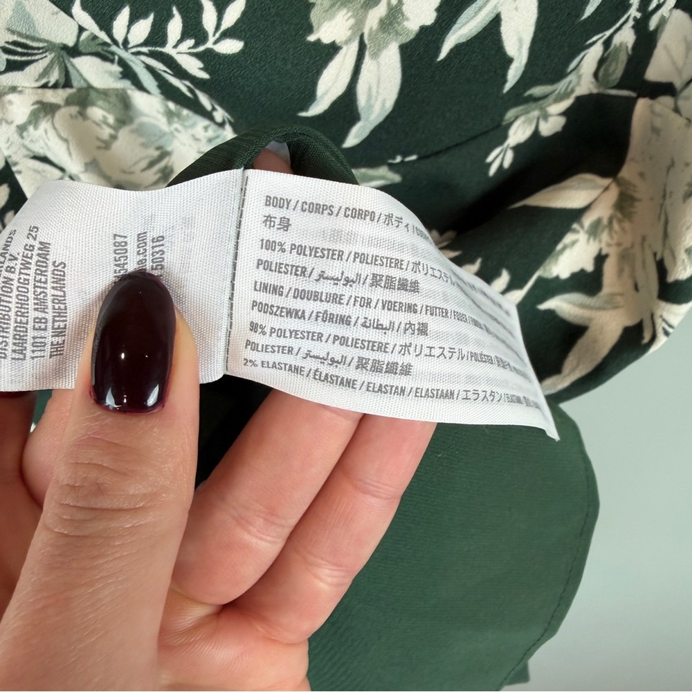 Abercrombie & Fitch Dark Green Floral Mini Dress, removable straps Medium - Picture 9 of 11